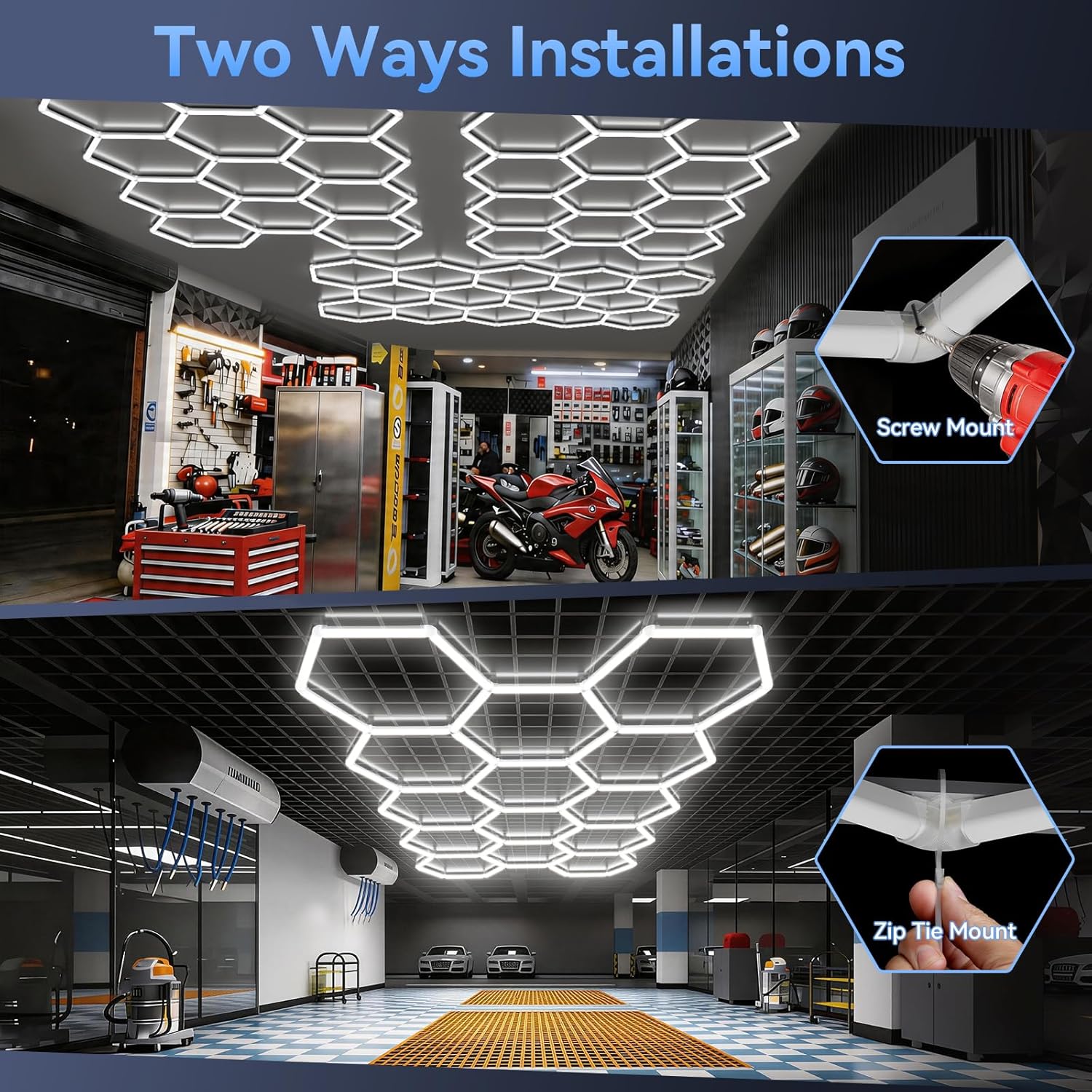 LZHOME Hexagon LED Garage Lights, 25 Pack - Feature highlight