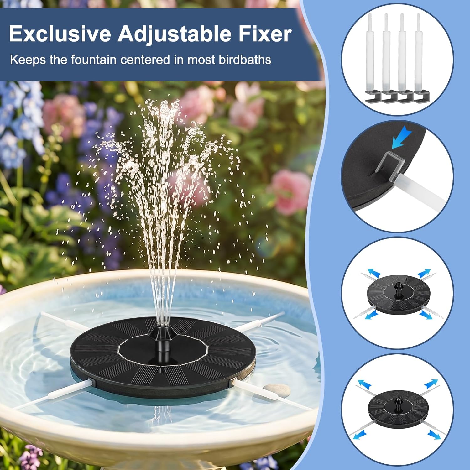 Mademax Solar Bird Bath Fountain Pump - Alternate angle