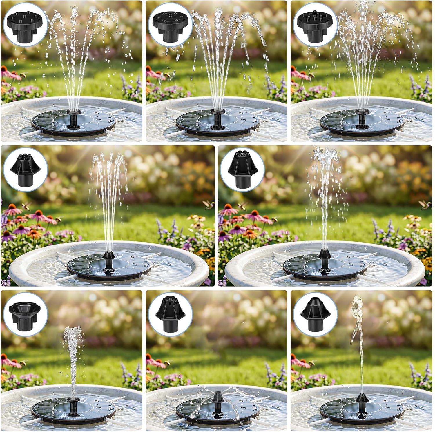 Mademax Solar Bird Bath Fountain Pump - Size reference