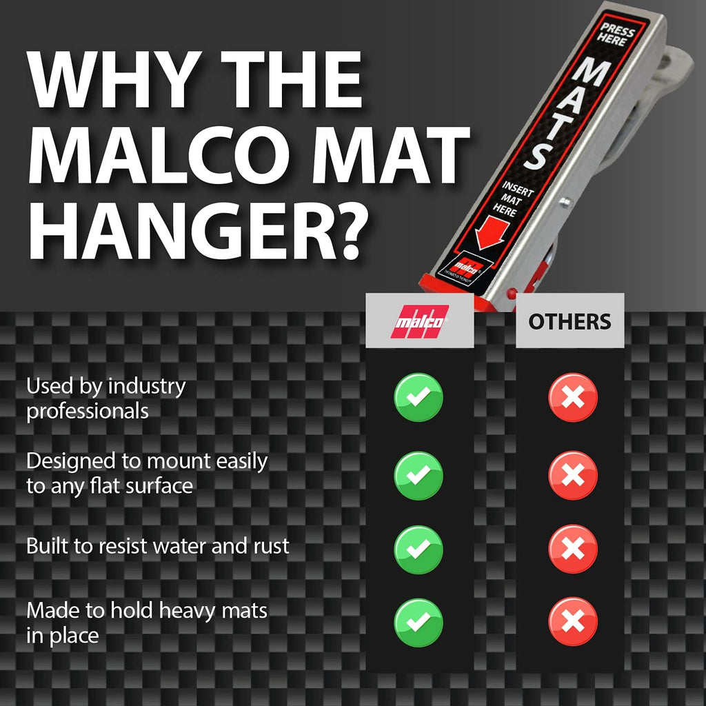 Malco Mat Clamp Aluminum Floor Mat Hanger - Size reference