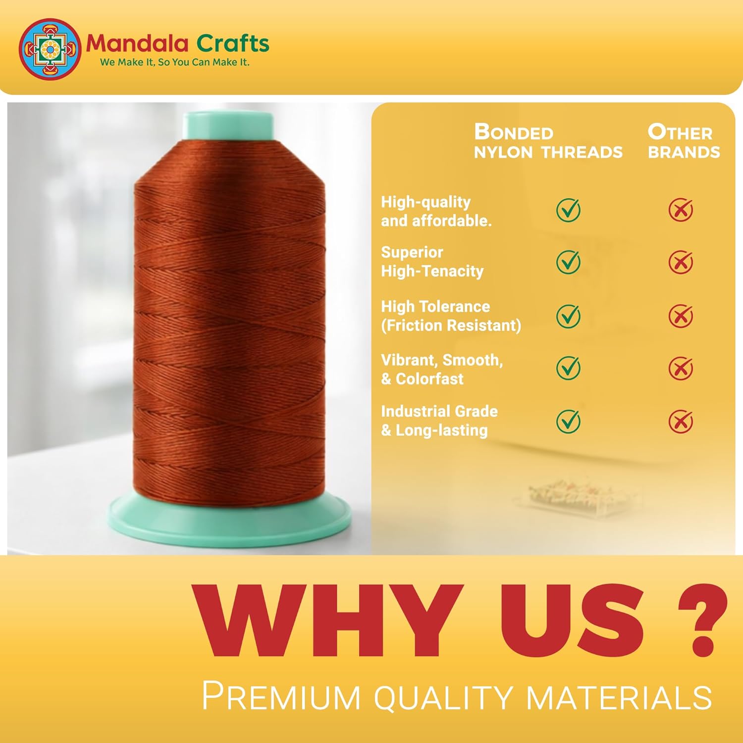Mandala Crafts Bonded Nylon Thread, 1500 Yds - Detail view