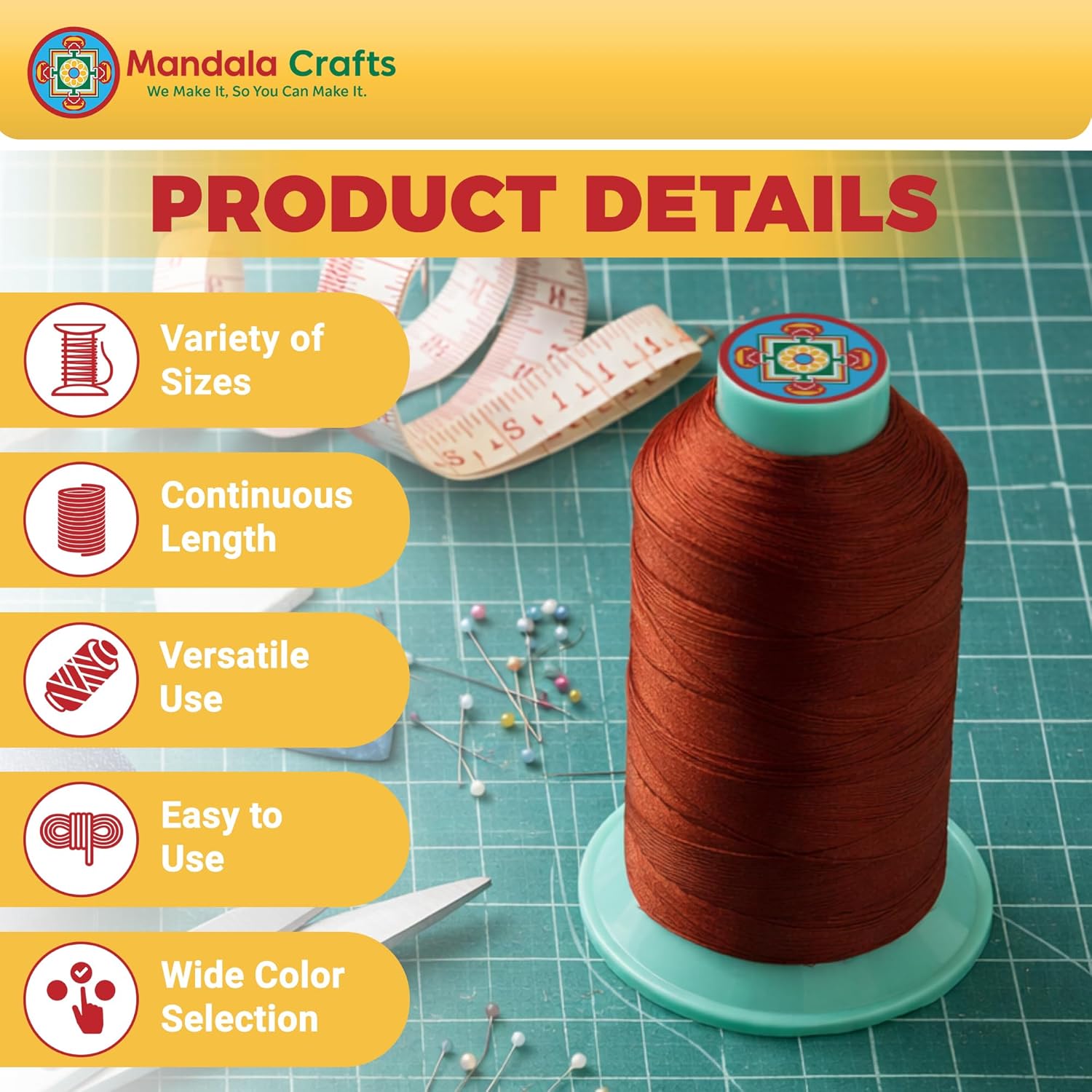 Mandala Crafts Bonded Nylon Thread, 1500 Yds - Close-up