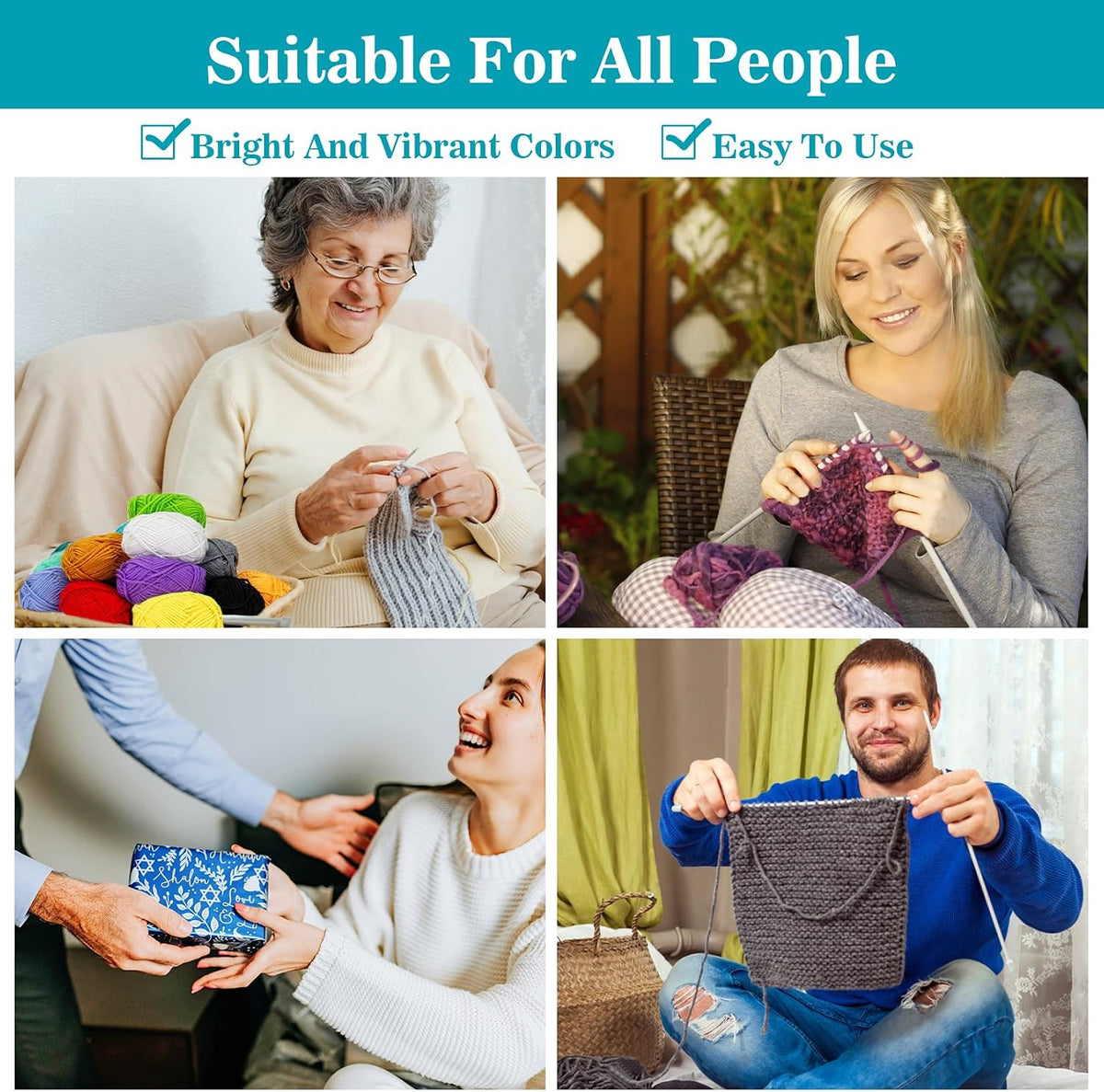 MAQIHAN Acrylic Yarn for Crocheting, 15 Pack - Detail view