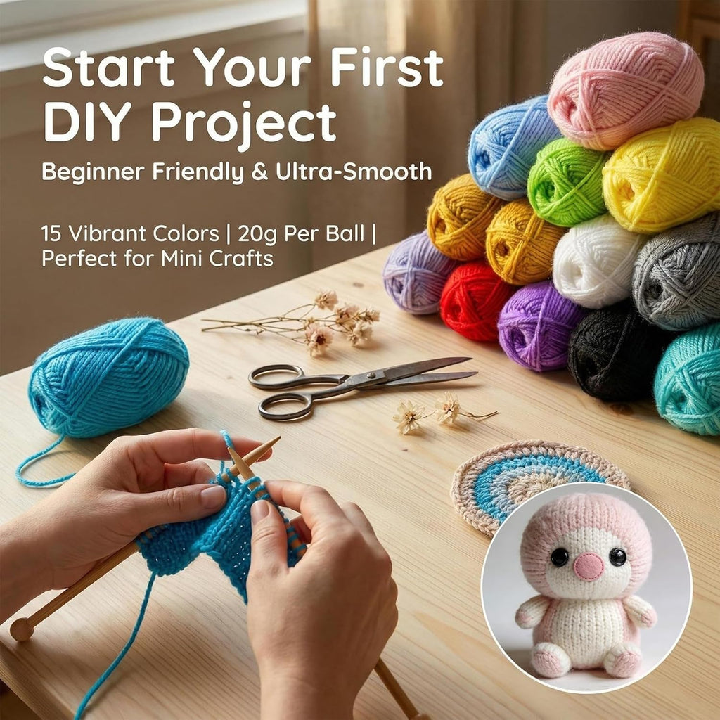 MAQIHAN Acrylic Yarn for Crocheting, 15 Pack - In use