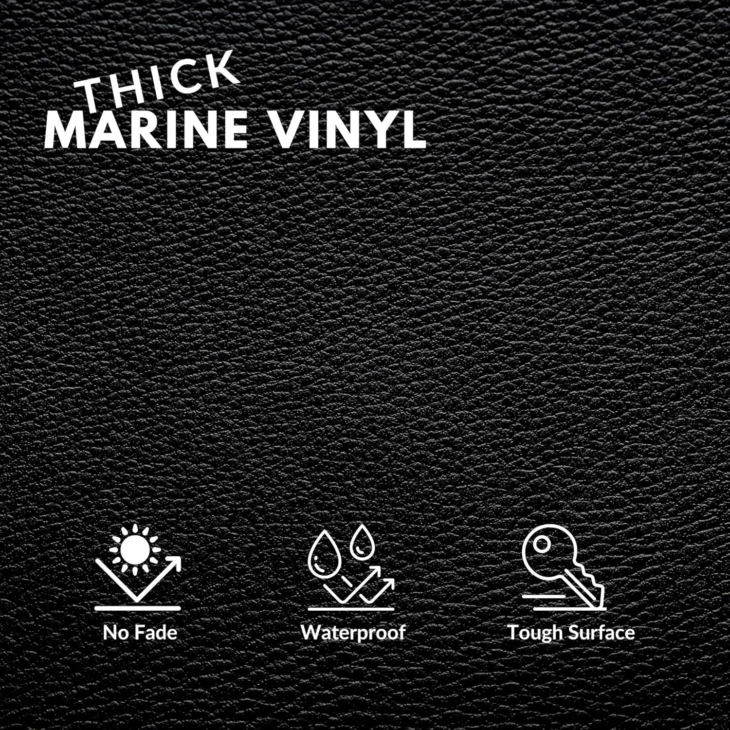 Marine Vinyl Faux Leather Fabric, 1 Yard, Black - Detail view