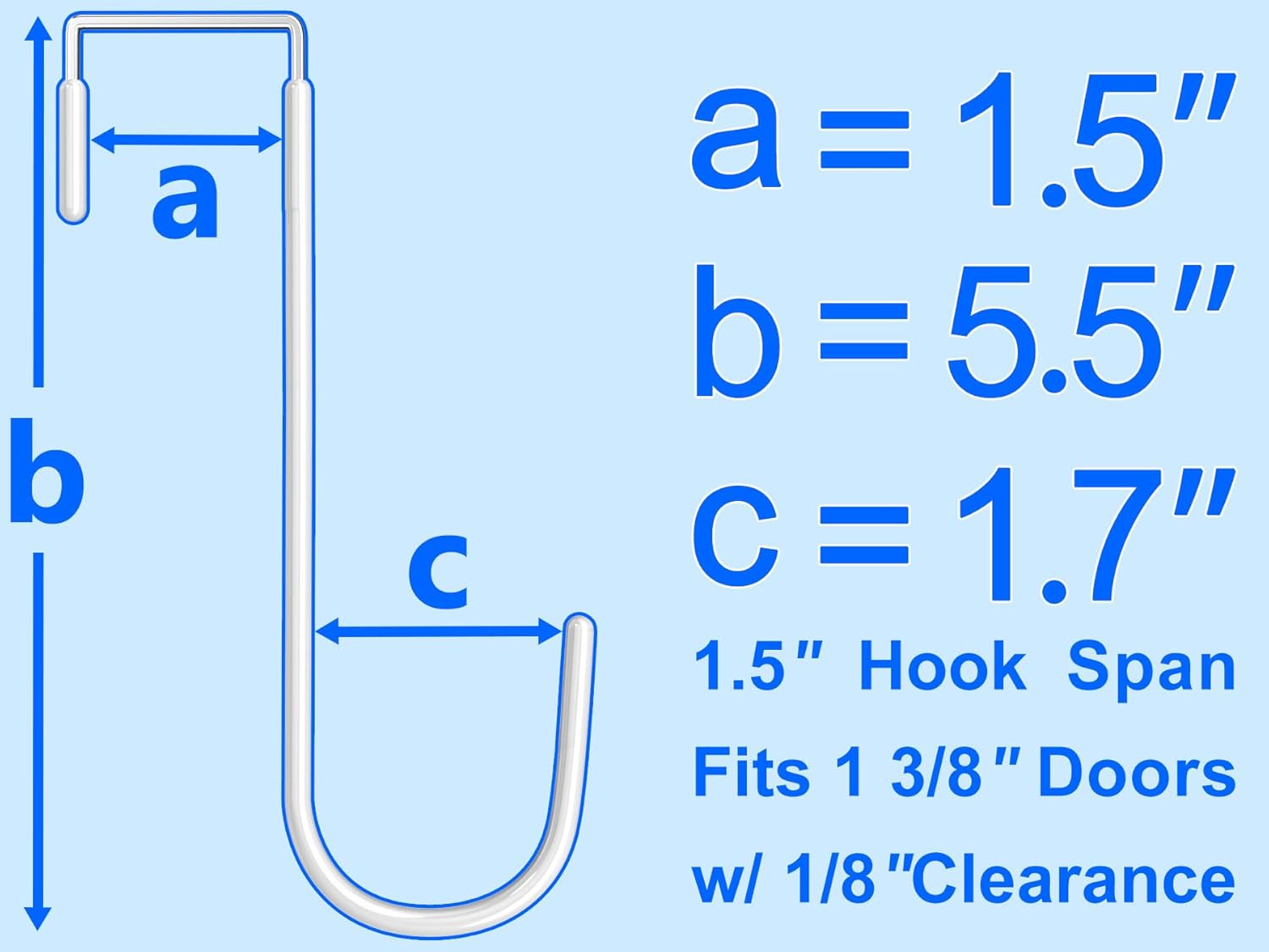 Mars-Rock Over Door Steel Hooks, 4 Pack - Detail view