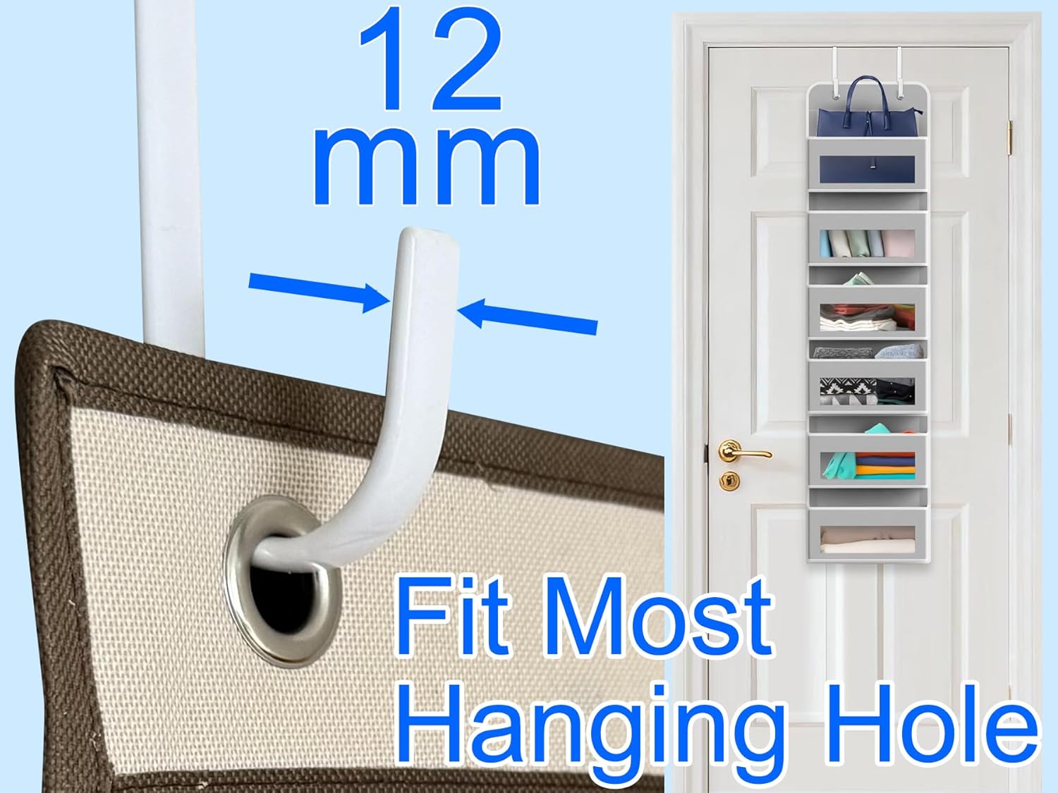 Mars-Rock Over Door Steel Hooks, 4 Pack - Alternate angle