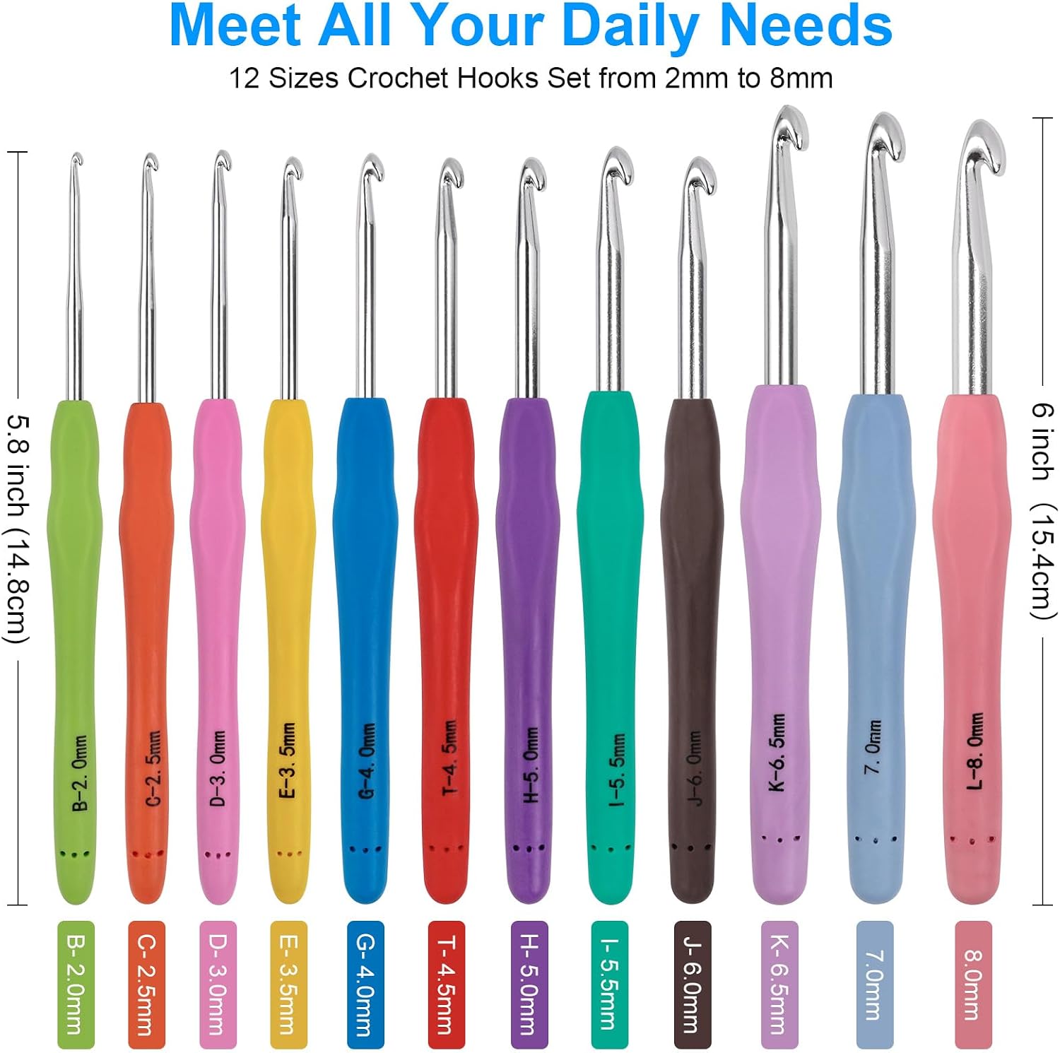 MECHEER Crochet Hook Set - 51 Piece Kit - Detail view
