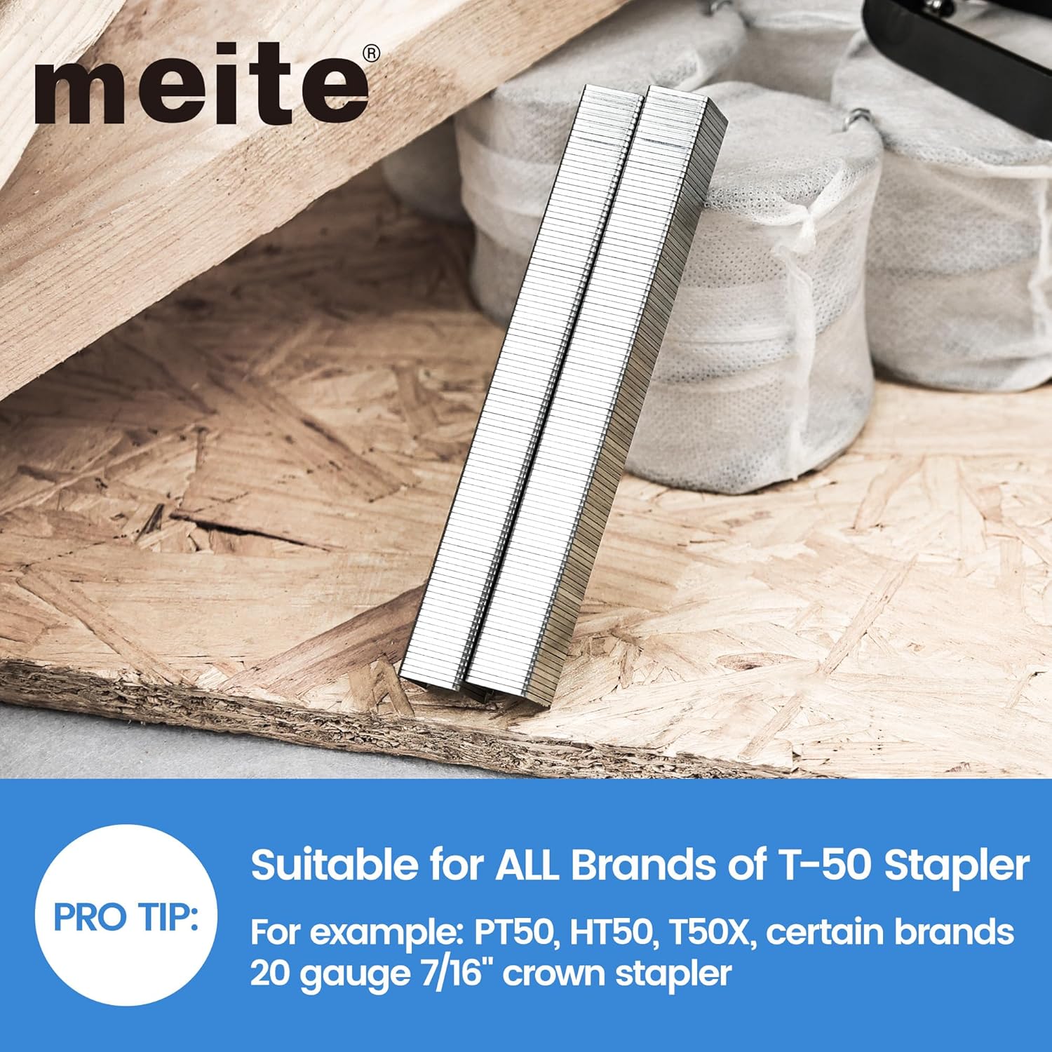 meite T50 Staples - 3/8 Inch Galvanized - Size reference