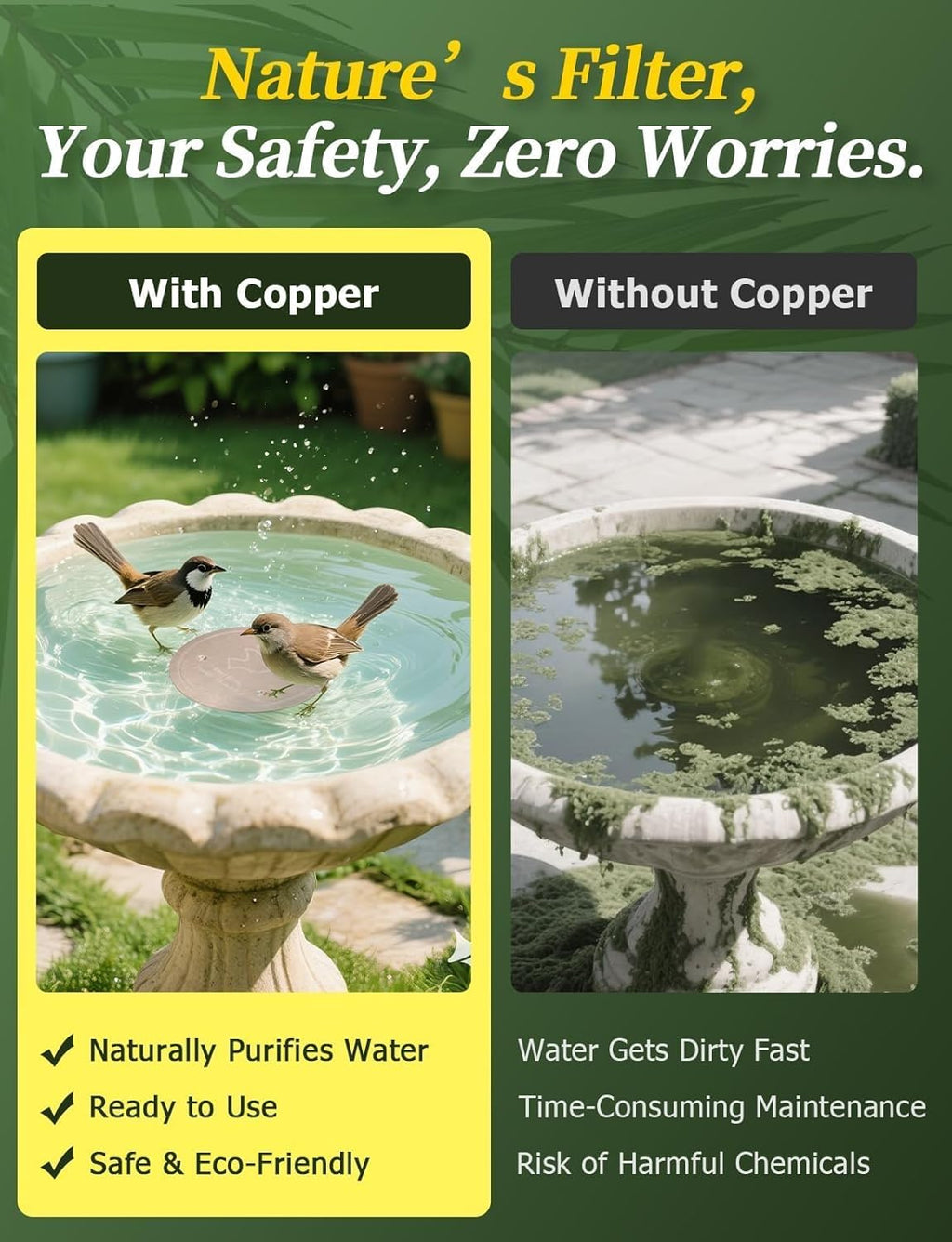 Mellbree Copper Bird Bath Cleaning Disc - Detail view