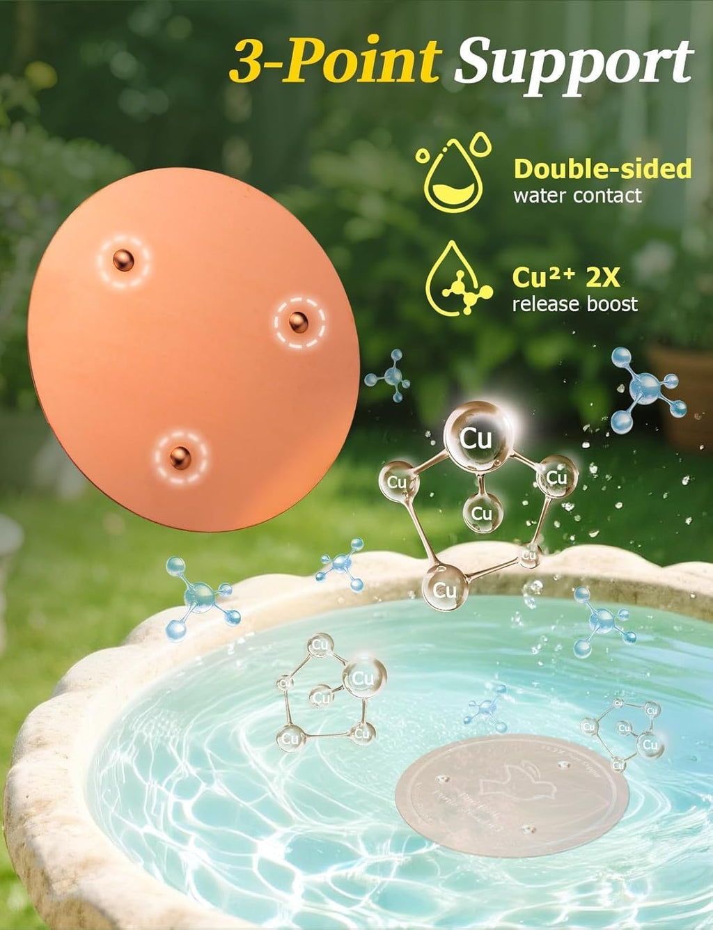 Mellbree Copper Bird Bath Cleaning Disc - Size reference