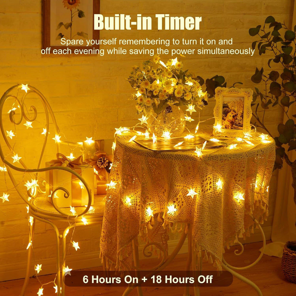 Minetom 17Ft 50 LED Star String Lights, Timer - Alternate angle