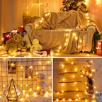 Minetom 17Ft 50 LED Star String Lights, Timer - Size reference
