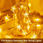 Minetom 17Ft 50 LED Star String Lights, Timer - In use