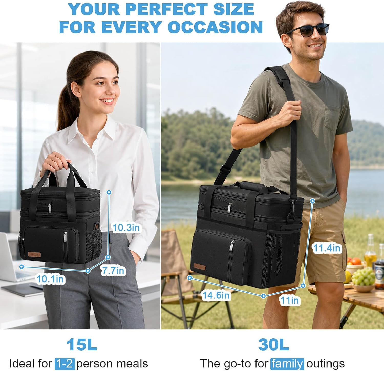 MIYCOO Insulated Lunch Bag, 15L Cooler - Detail view