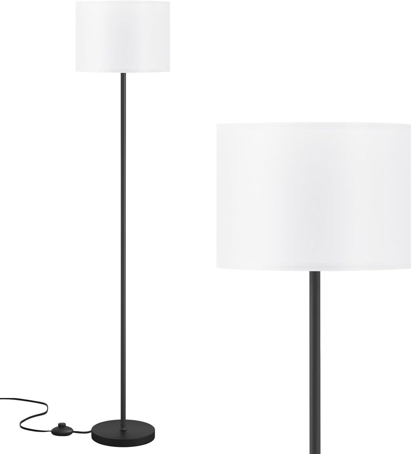 Modern 60in Floor Lamp with White Shade