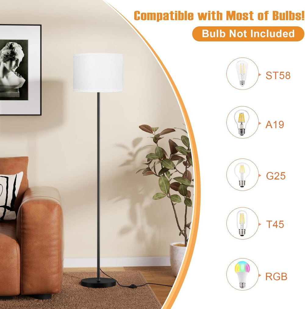 Modern 60in Floor Lamp with White Shade - Alternate angle