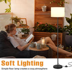 Modern 60in Floor Lamp with White Shade - In use