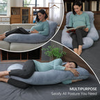 U-Shaped Full Body Pregnancy Pillow, 57in - In use