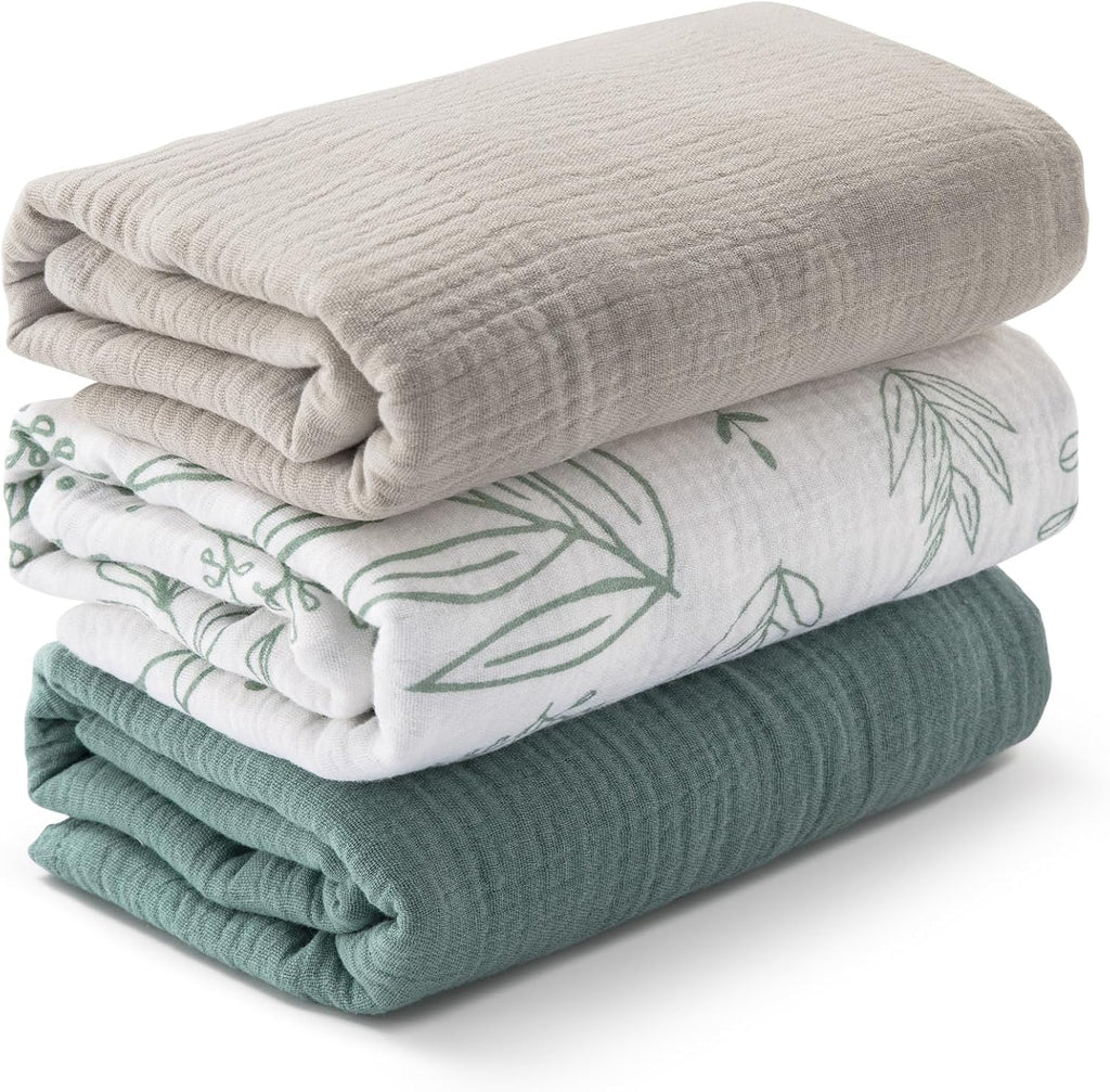 Muslin Swaddle Blankets 3 Pack 38x40