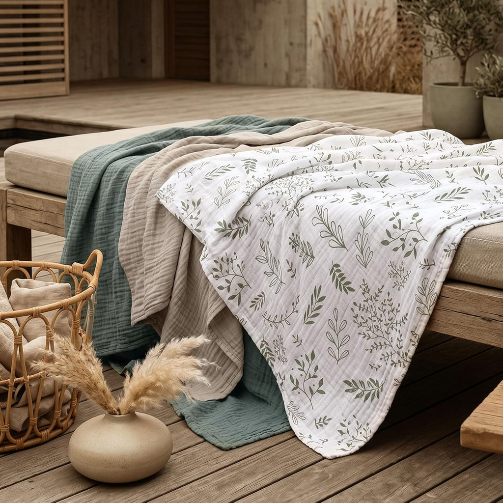 Muslin Swaddle Blankets 3 Pack 38x40 - In use