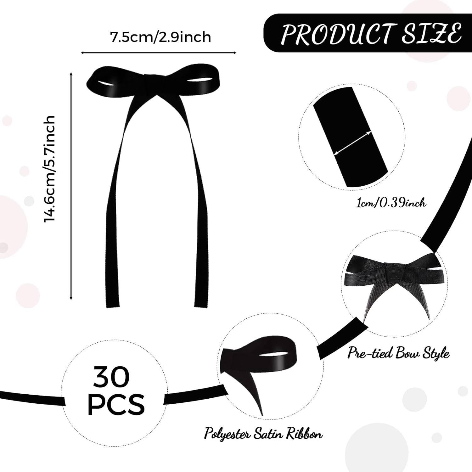 NatNarr Bow Cake Toppers 30 Pack - Size reference