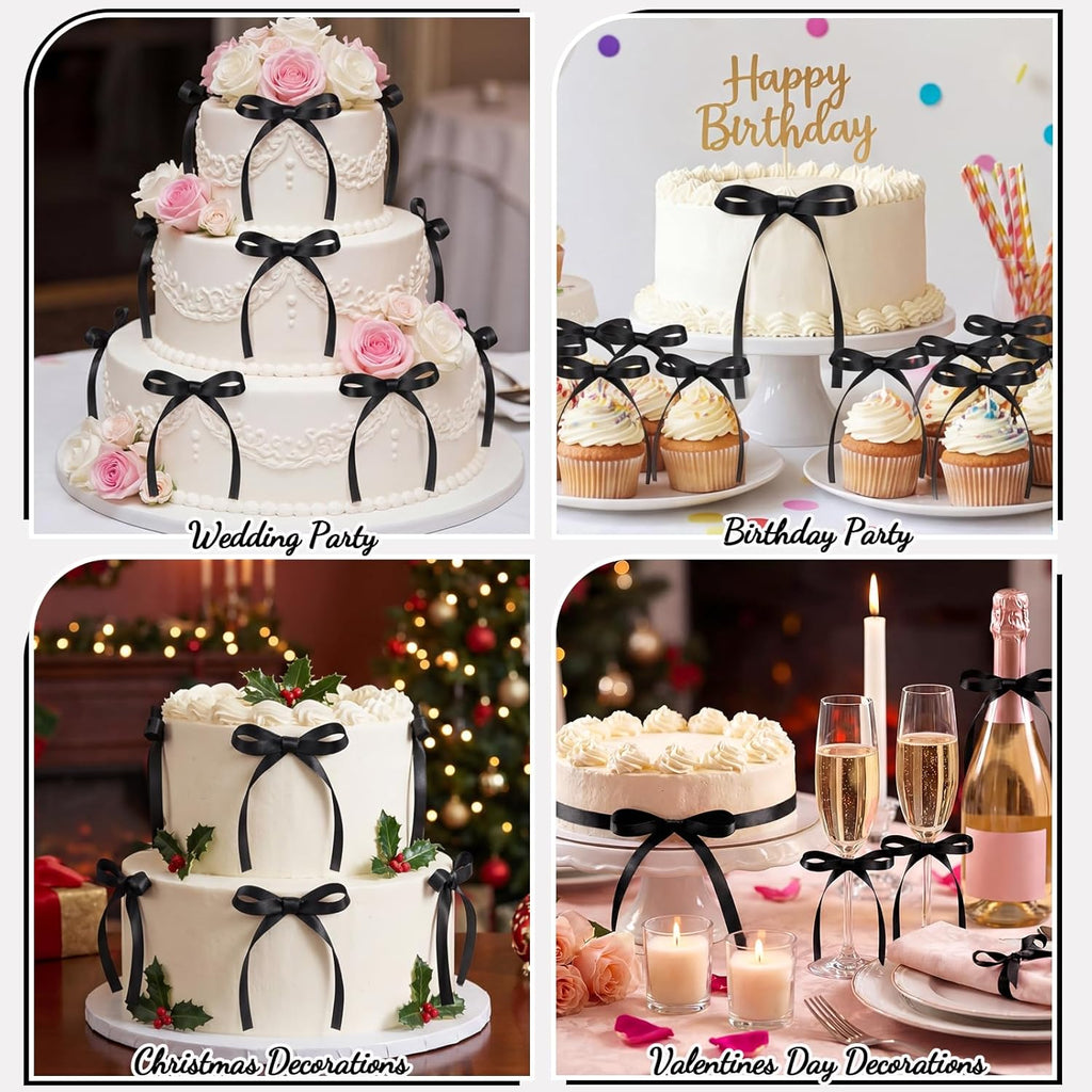 NatNarr Bow Cake Toppers 30 Pack - In use