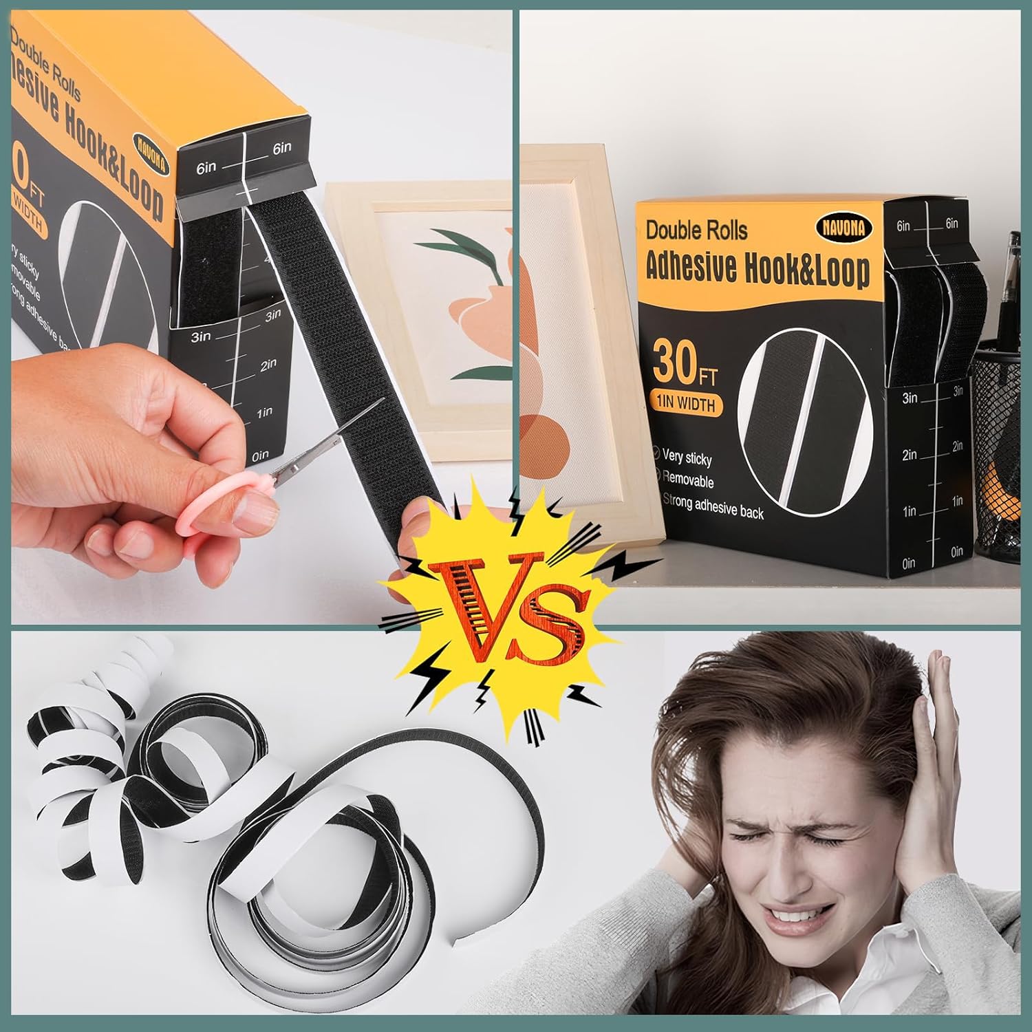 Navona Hook and Loop Tape 30ft - Size reference