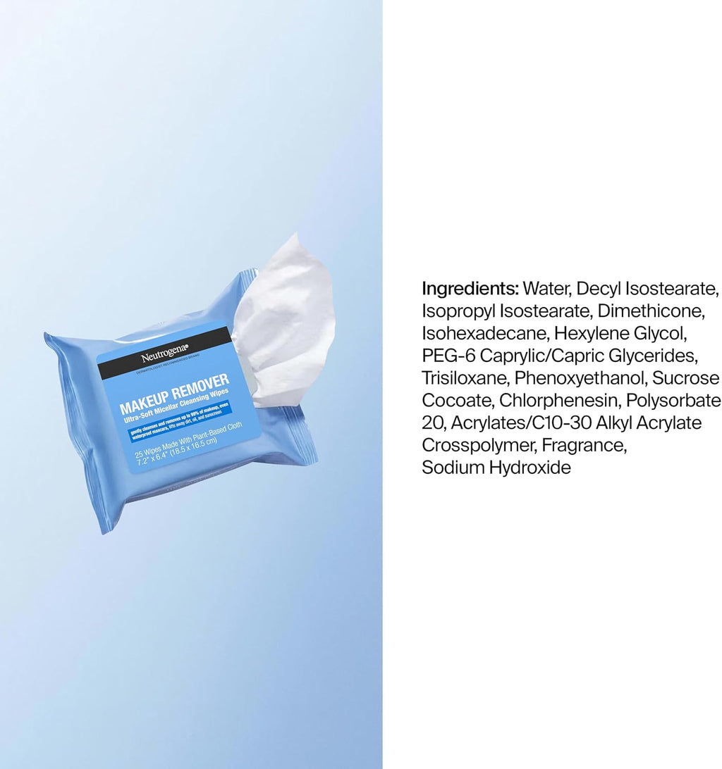 Neutrogena Micellar Makeup Remover Wipes, 2x25 Ct - Additional view