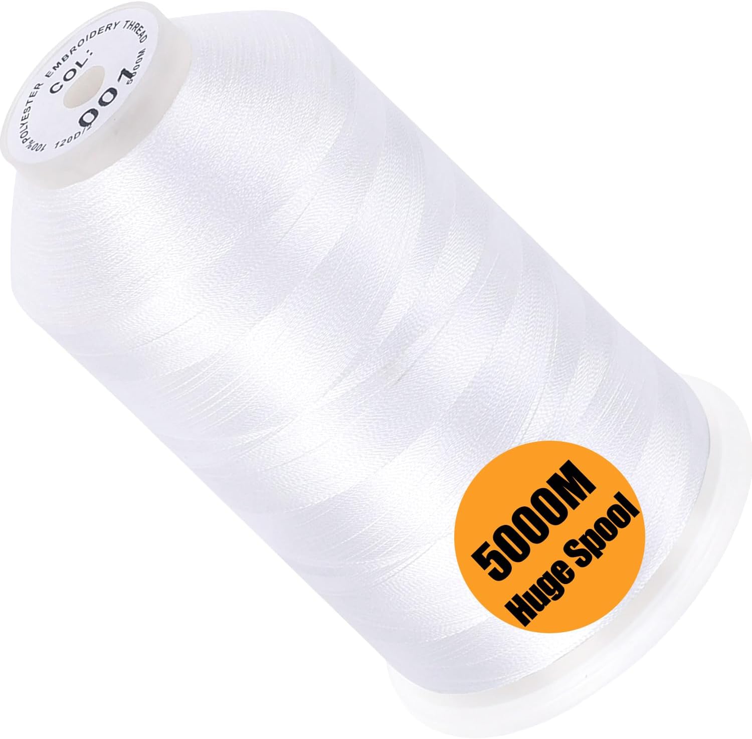 New brothread 5000M Embroidery Thread, White 40WT