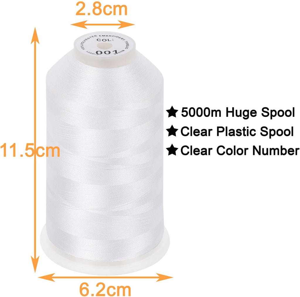 New brothread 5000M Embroidery Thread, White 40WT - Detail view