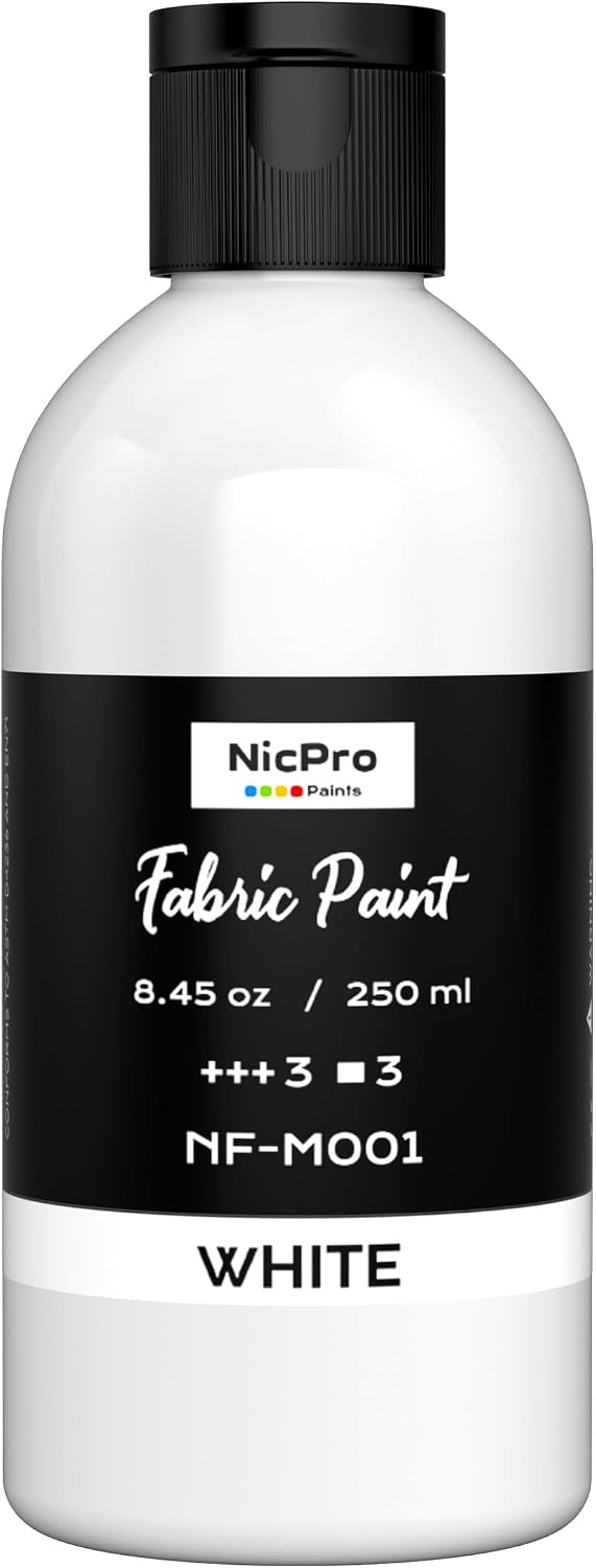 Nicpro White Fabric Paint, 8.45 oz