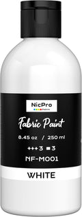 Nicpro White Fabric Paint, 8.45 oz