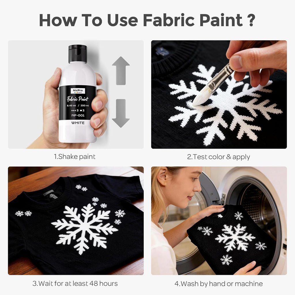 Nicpro White Fabric Paint, 8.45 oz - Close-up