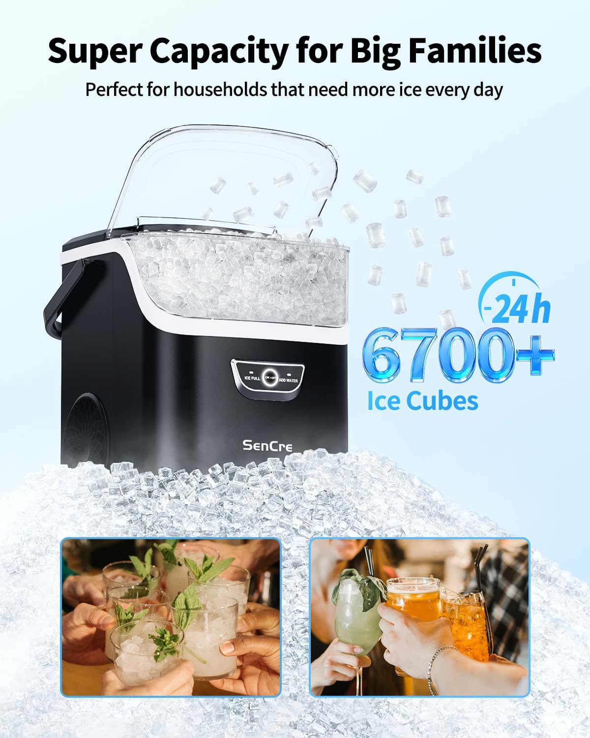 SenCre Nugget Ice Maker, 40 lbs/Day - Alternate angle