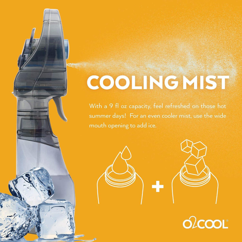 O2COOL Handheld Misting Fan, Grey - Close-up
