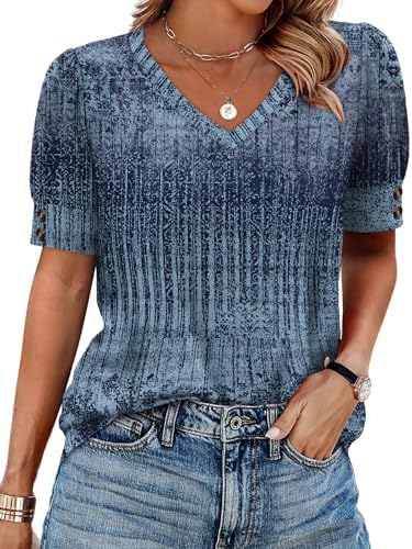OFEEFAN Women's V-Neck Blouse, Plus Size - In use