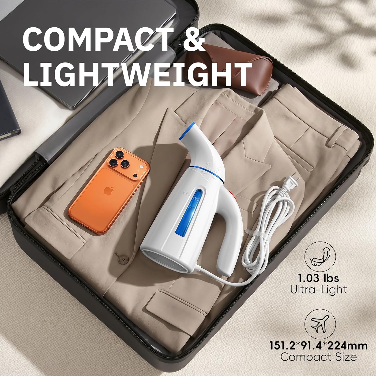 OGHom Garment Steamer for Clothes, Blue - Alternate angle