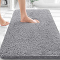OLANLY Chenille Bathroom Rug, Grey