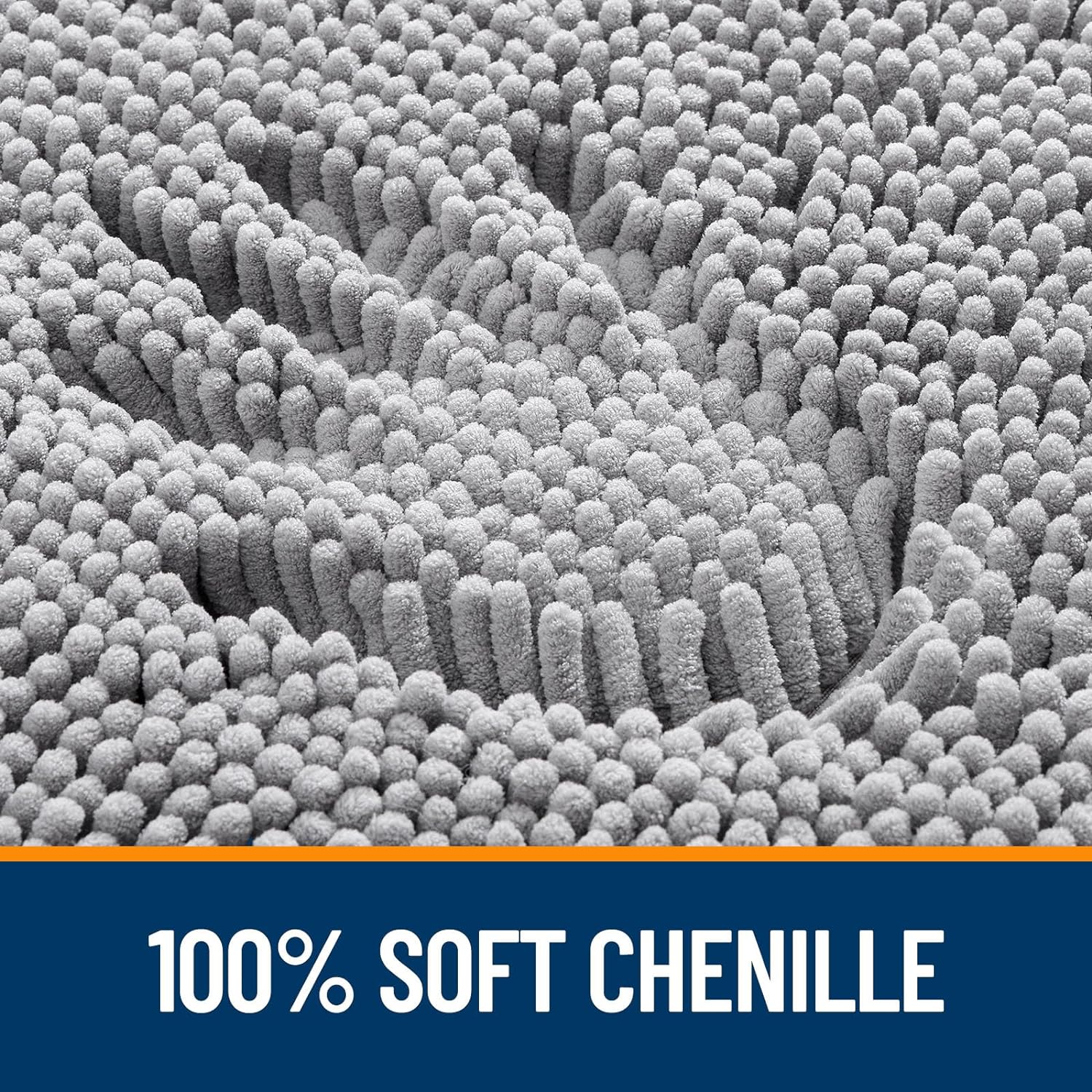 OLANLY Chenille Bathroom Rug, Grey - Alternate angle
