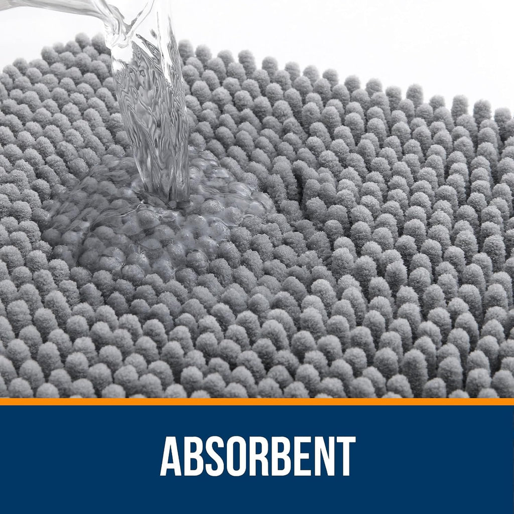 OLANLY Chenille Bathroom Rug, Grey - Close-up