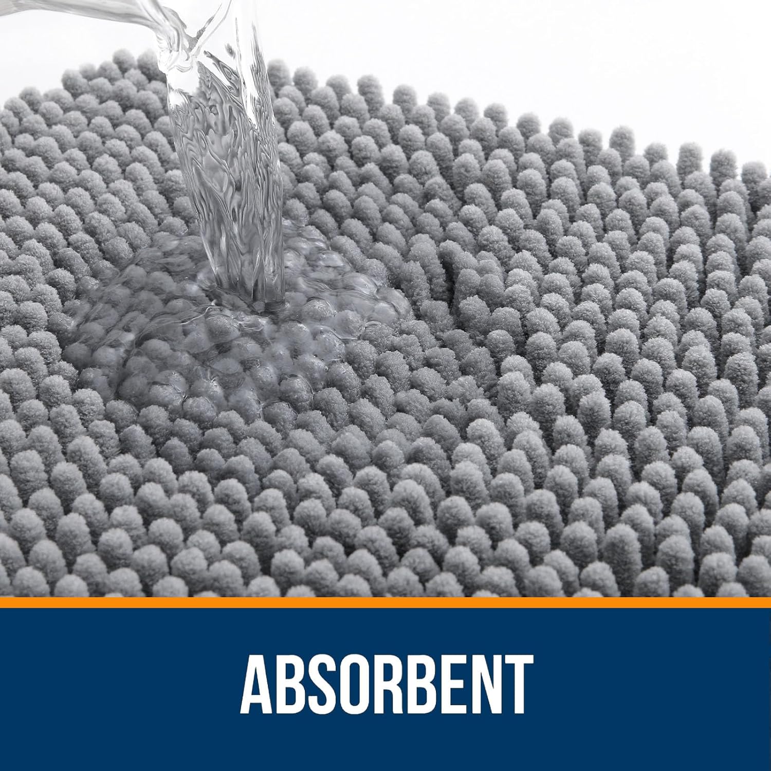 OLANLY Chenille Bathroom Rug, Grey - Close-up