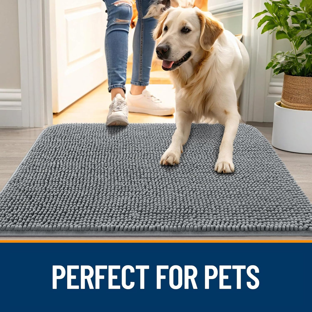 OLANLY Dog Door Mat for Muddy Paws - In use