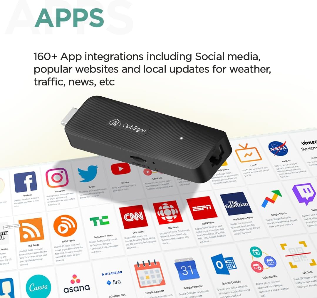 OptiSigns OptiStick 4K Digital Signage Player - In use