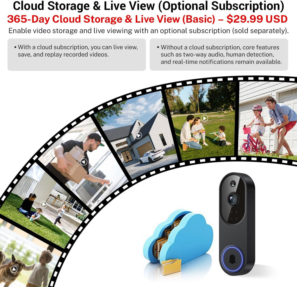 Orbitell 1080p Wireless WiFi Video Doorbell Camera - Size reference