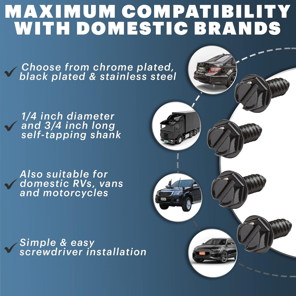 OttoSpeed Rustproof License Plate Screws, 4-Pack - Detail view