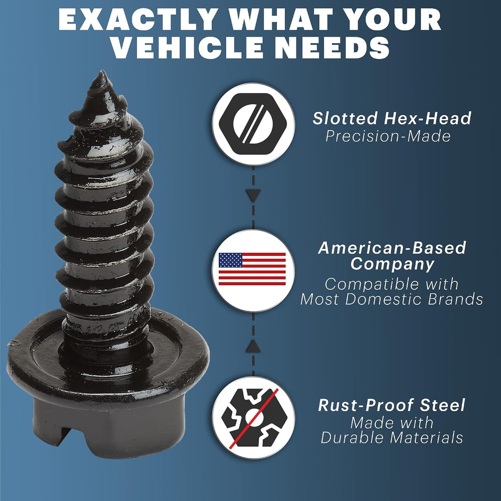 OttoSpeed Rustproof License Plate Screws, 4-Pack - Close-up