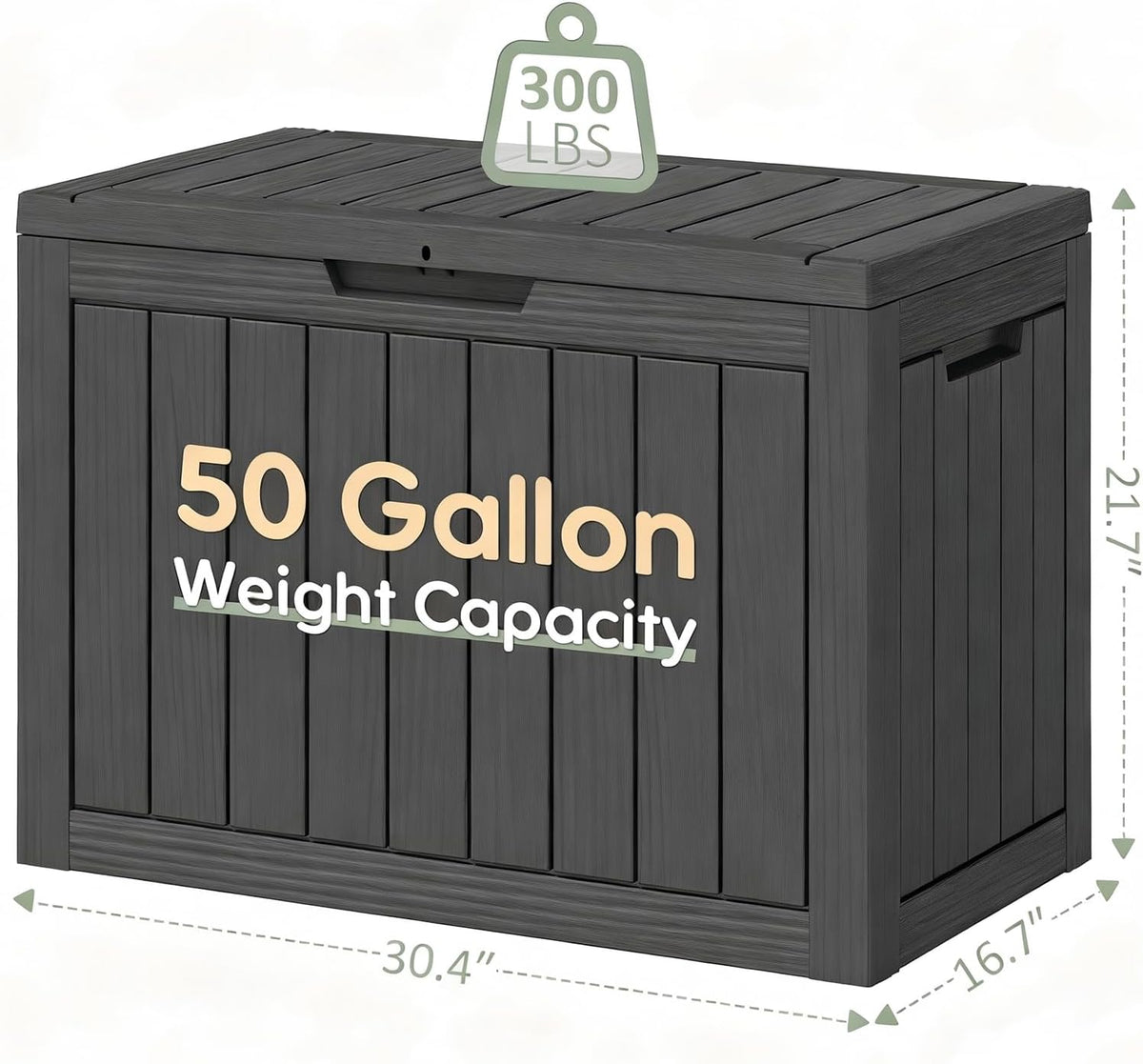 Outdoor Resin Deck Storage Box, 50 Gallon Black - Detail view