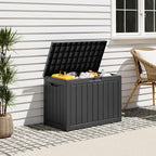 Outdoor Resin Deck Storage Box, 50 Gallon Black - Close-up