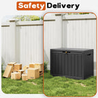 Outdoor Resin Deck Storage Box, 50 Gallon Black - Size reference